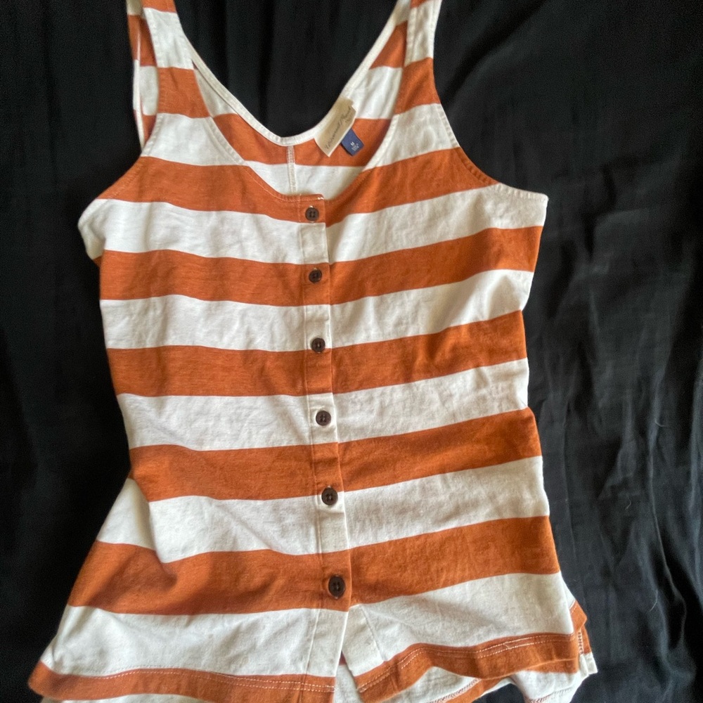 Universal Thread Orange and White Fitted Crop Tank Top